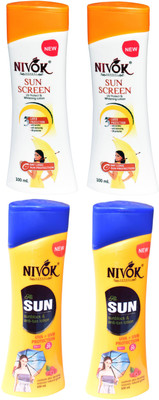 NIVOK 2 Sunblock and Anti Tan Lotion With UVA and UVB Protection PA++ with SPF 20| 2 Sunscreen UV Protect and Whitening Lotion with 3 Layer Protection Day Long Sun Protection | For Body and Face(400 ml)