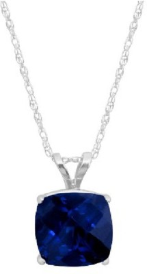 KUNDLI GEMS Kundli Gems Natural & Genuine Blue Sapphire Stone Pendant Silver Sapphire Stone Pendant