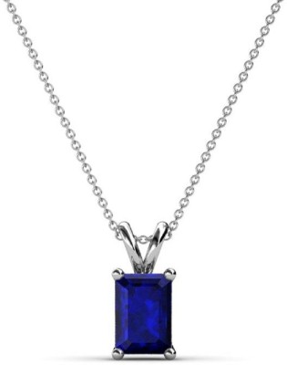 KUNDLI GEMS Kundli Gems Original & Natural Blue Colour Pendant for Women Silver Sapphire Stone Pendant