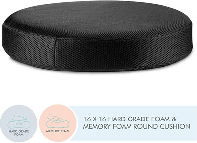 The White Willow 16 Inch Round Orthopedic Medium Firm High Resilience Memory Foam Solid Chair Pad Pack of 1(Black)