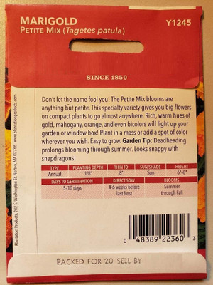 VibeX ® VXI-351-Dwarf French Double Mixed Colors Marigold Seed(250 per packet)