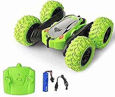 U.R.M. Enterprises Double Sided 360 Degree Remote Control Stunt Car Toy with LED Lights for Kids(Green, Green)