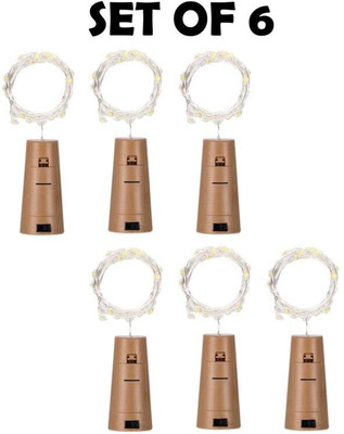 party assets 20 LEDs 1.85 m Yellow Steady String Rice Lights(Pack of 6)