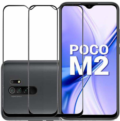 TINGTONG Edge To Edge Tempered Glass for Poco M2(Pack of 2)