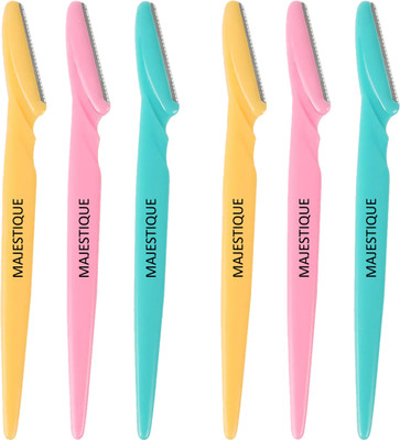 MAJESTIQUE 6pcs Eyebrow Razor Shaper & Trimmer Face Shave Touch-Up Eyebrow facial, Men & Women(Pack of 6)