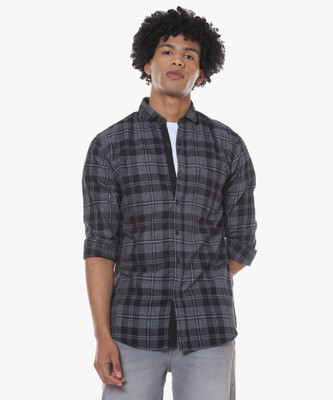 CAMPUS SUTRA Men Checkered Casual Black Shirt