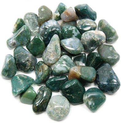 AIR9999 400 Grams Moss Agate Tumble Stone Decorative Showpiece  -  2 cm(Crystal, Green)