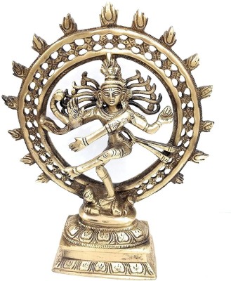 athizay Natraj statue Brass Idol A premium gift brass decorative items for living room Antique gold finish. Decorative Showpiece  -  23 cm(Brass, Gold)