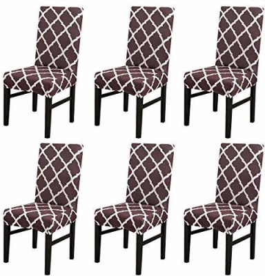 HOUSE OF QUIRK Polyester Plain Chair Cover(Brown Pack of 6)