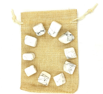 Plus Value howlite-tumbled-stone-50gm-jute-bag Regular Asymmetrical Crystal Pebbles(White, Grey 50 g)