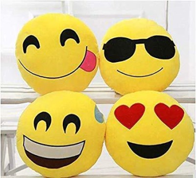 Ktkashish Toys Smiley Emojis Cushion Pillow Soft Toy For Kids, Girls & Children Playing in good quality size Long, Set - 4  - 32 cm(Yellow)