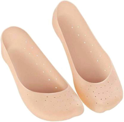 NIHARSRAVYA Silicone Moisturizing Breathable Anti Crack Heel Socks for Cracking Pain Heel Support(Beige)