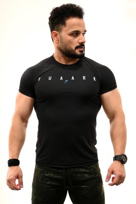 FuaarK Typography Men Round Neck Black T-Shirt