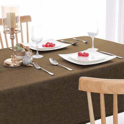 Casanest Cotton 6 Seater Solid Table Cover(Brown)