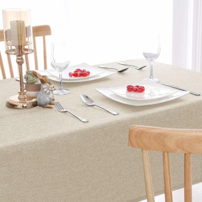 Casanest Solid 6 Seater Table Cover(Light Linen, Cotton)
