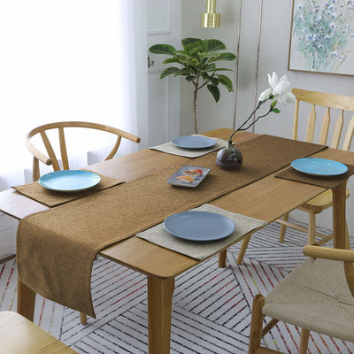 Sparrow world Brown 40 cm Reversible Table Runner(Linen)
