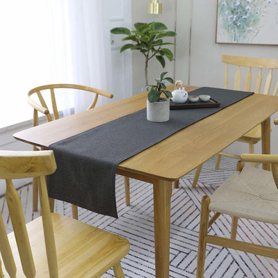 Sparrow world Black 40 cm Reversible Table Runner(Linen)