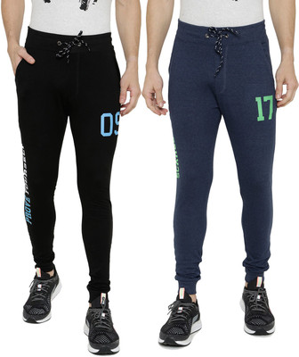 ARDEUR Printed Men Black, Dark Blue Track Pants