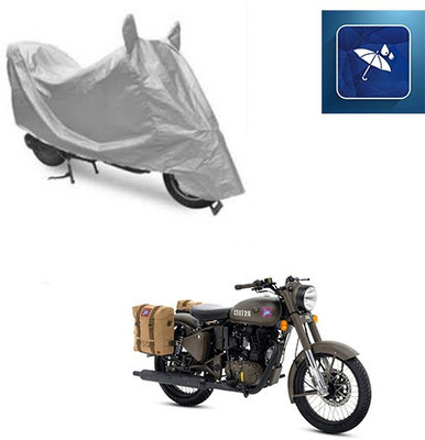 SRENTERPRISES Two Wheeler Cover for Royal Enfield(Classic 500, Silver)