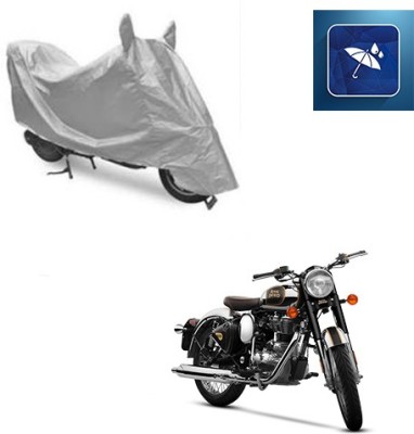 SRENTERPRISES Two Wheeler Cover for Royal Enfield(Classic Chrome, Silver)