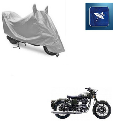 SRENTERPRISES Two Wheeler Cover for Royal Enfield(Battle Green, Silver)