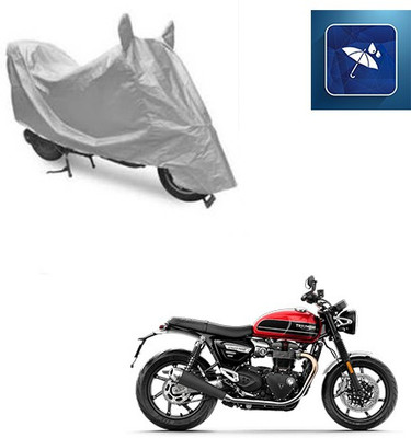 SRENTERPRISES Two Wheeler Cover for Triumph(Twin, Silver)