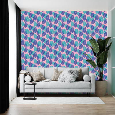 BRITISH TERMINAL Vinyl Abstract Blue, Pink Wallpaper(L x W: 500 cm x 45 cm)