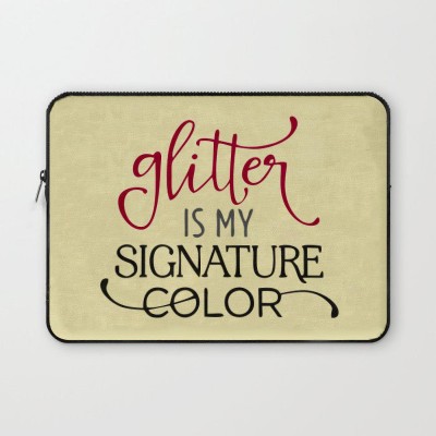 Crazy Corner Glitter Is My Signature Color Quote Printed 15 Inch Laptop Sleeve/Laptop Case Cover with Shockproof & Waterproof Linen On All Inner Sides (Made of Canvas) - Gift for Men/Women Waterproof Laptop Sleeve/Cover(Yellow, 15 inch)