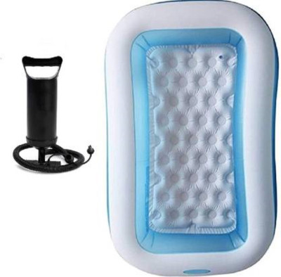 mayank & company Rectangular Bath Tub Toy with Air Pump FOR KIDS AND ADULTS Inflatable Swimming Pool(Blue)