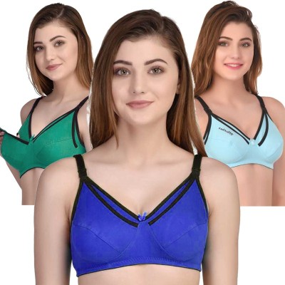 X-WELL Women Maternity/Nursing Non Padded Bra(Dark Green, Light Blue, Blue)