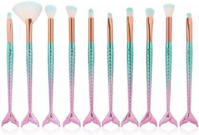 Lenon Beauty Makeup Brushes Set 10pcs 3D Mermaid Makeup Brush Cosmetic Brushes Eyeshadow Eyeliner Blush Brushes(Pack of 10)