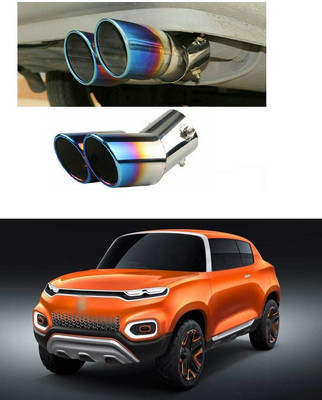 PRTEK Dual Exhaust Tip Exhaust Pipe Trim Stainless Steel Muffler Tail Universal Double Outlets End Pipe a138  Car Silencer(SPORTY)