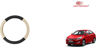 Auto Oprema Steering Cover For Hyundai Fluidic Verna(Black,Beige, Leatherite)