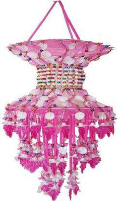 KAXTANG Decorative Jhoomar Wind Chime Hanging Bell ganesha Jhumer multi Colour Full Door,Wall Hanging for Home,temple,Event Decoration Decorative Showpiece - 45cm Pendant Lamp Ceiling Lamp(Pink)