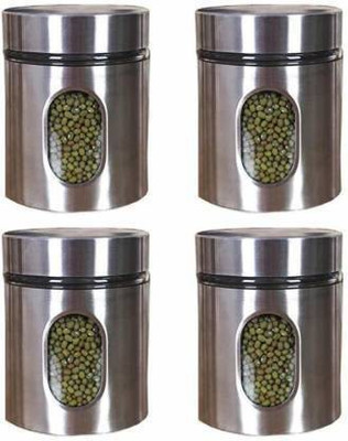 Bloriza Steel, Glass Grocery Container  - 350 ml(Pack of 4, Clear)
