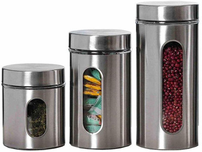Vastarpara Steel Utility Container  - 325 ml, 500 ml, 850 ml(Pack of 3, Silver)