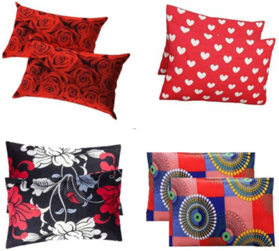 Supreme Home Collective Microfiber Pillows Cover(44 cm*69 cm, Pack of 8, Red, Black)