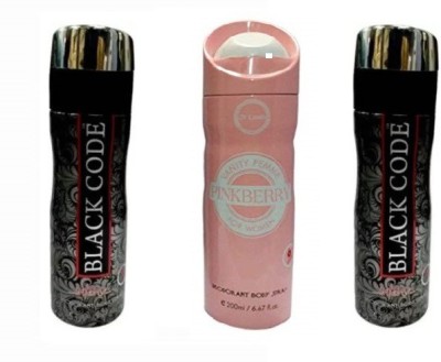 St. Louis BLACK CODE 2 , PINKBERRY Body Spray  -  For Men & Women(600 ml, Pack of 3)