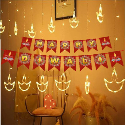 spark world 136 LEDs 3.05 m Yellow Flickering Diya Rice Lights(Pack of 1)