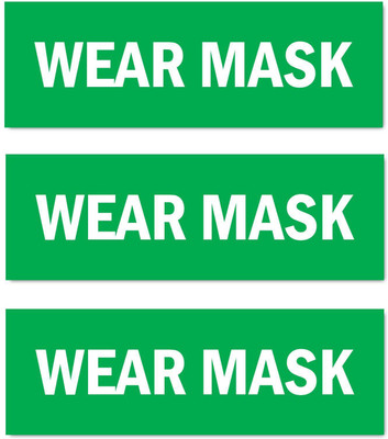 Mindcraftz Wear Mask Sign Board Green color Pack of 3 | 12 x 4 inches Emergency Sign(Reflective Sign)