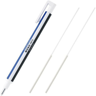Tombow Mono Zero Round Shape 2.5mm Eraser and Extra Refill Non-Toxic Eraser(Set of 1, Multicolor)