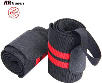 RRTraders Wrist Wraps for Gym, and Crossfit - Wrist Support Band for Men and Women - Pair Hand Grip/Fitness Grip(Black, Red)