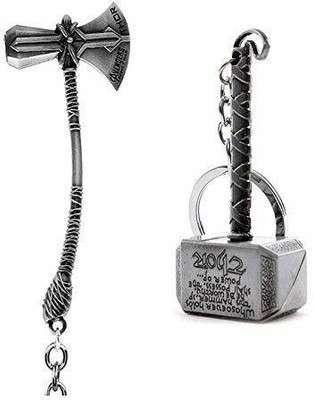 gtrp THOR COMBO OF Stormbreaker & Hammer (SILVER)( - Set Of 2) Key Chain Key Chain