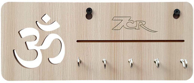 7CR Om Key Holder Wood Key Holder(5 Hooks, Beige)