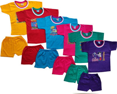 FIRST STEP ENTERPRISES Baby Boys & Baby Girls Chhota Bheem Casual T-shirt Shorts(Multicolor)
