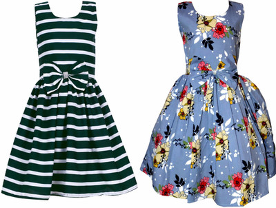 CINDERELLA THE CREATIONS FACTORY Baby Girls Below Knee Casual Dress(Green, Sleeveless)