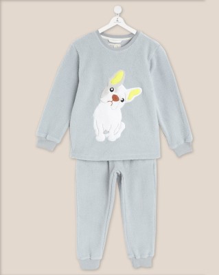 Cherry Crumble by Nitt Hyman Kids Nightwear Boys Printed Fleece Blend(Light Blue Pack of 1)