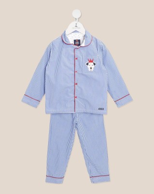 Cherry Crumble by Nitt Hyman Kids Nightwear Boys Printed Cotton Blend(Blue Pack of 1)