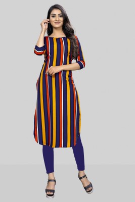 Modli 20 Fashion Women Striped Straight Kurta(Blue, Yellow)
