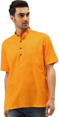 Rajubhai Hargovindas Men Solid Straight Kurta(Yellow)